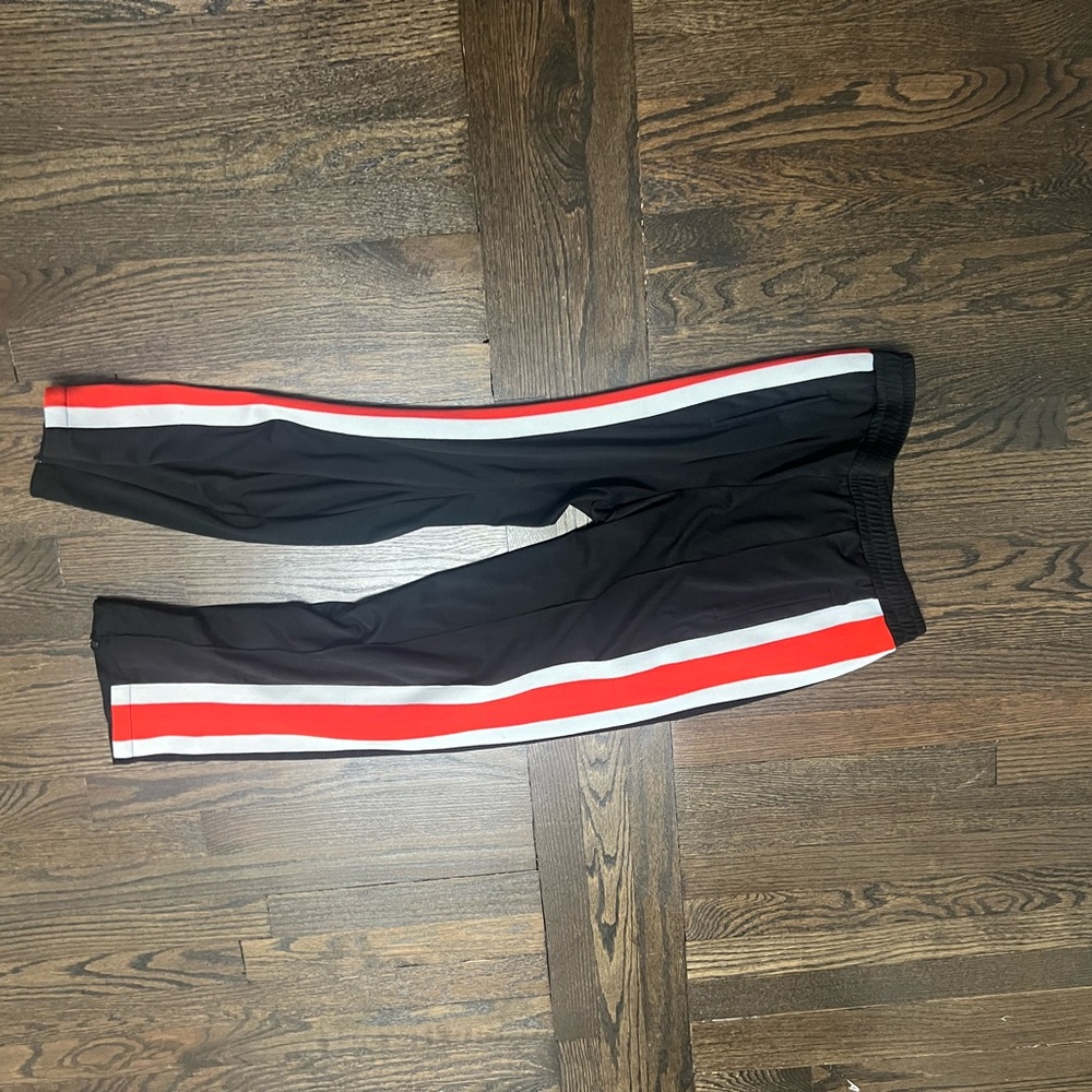 Ganni Black Joggers with Red and White Stripes